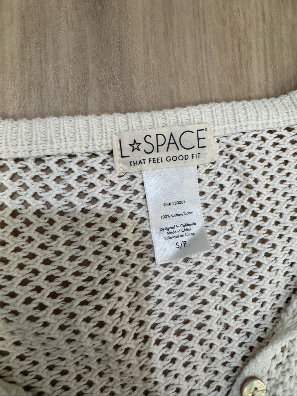 l*space Cream Crochet Two-Piece Set - Short Sleeve Top & Skirt - Picture 2 of 4